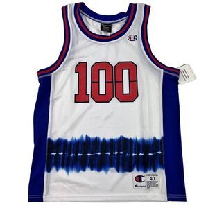 New Champion Men US M White Blue Tank Top Sports Tee Sleeveless T-Shirt